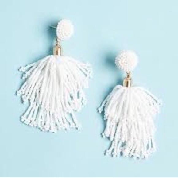 Panacea Tassel Earrings White Beaded - Picture 5 of 11